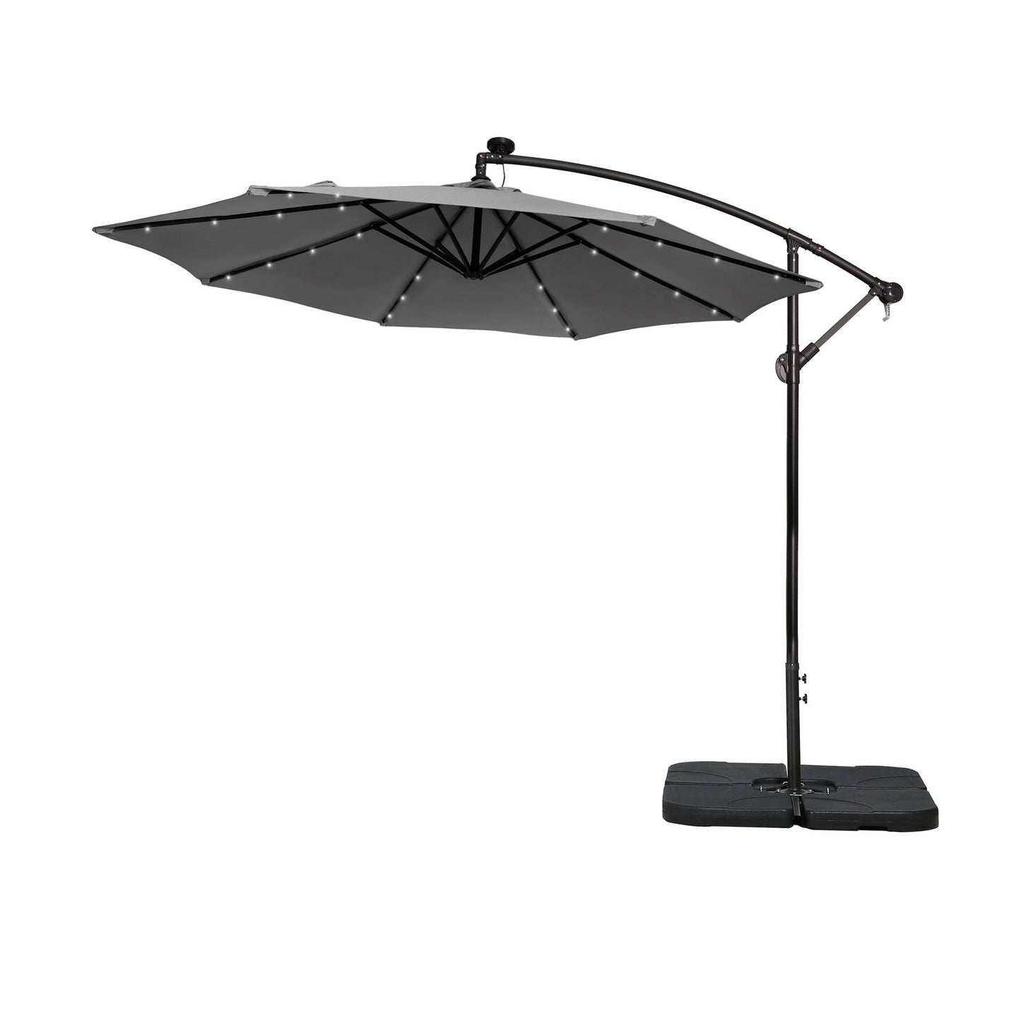 Parasol de terrasse éclairé à énergie solaire de 3 m avec pied