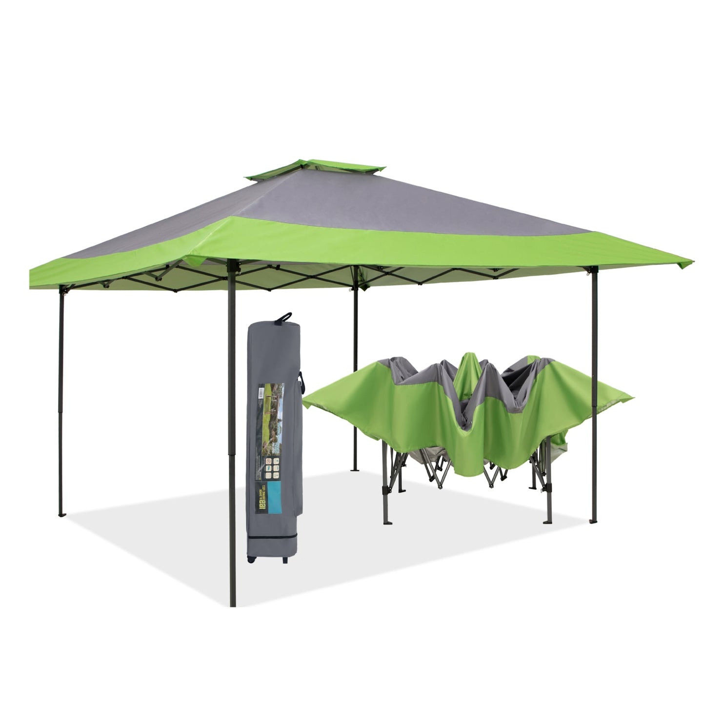 Gazebo de jardin renforcé escamotable avec rideau d'angle élégant - 13 x 13 pi