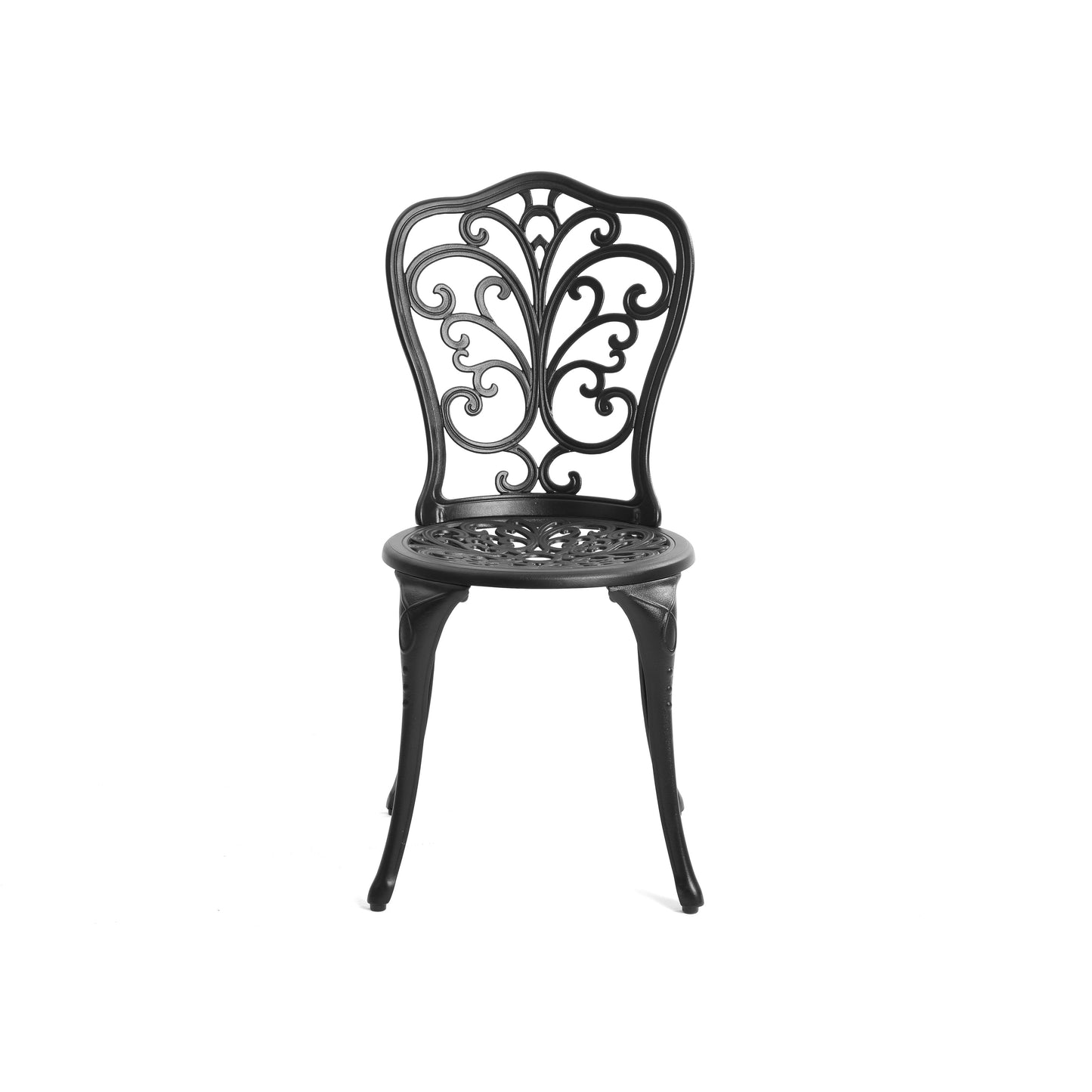 Ensemble de 3 tables et chaises papillon en aluminium pour patio extérieur avec trou pour parasol