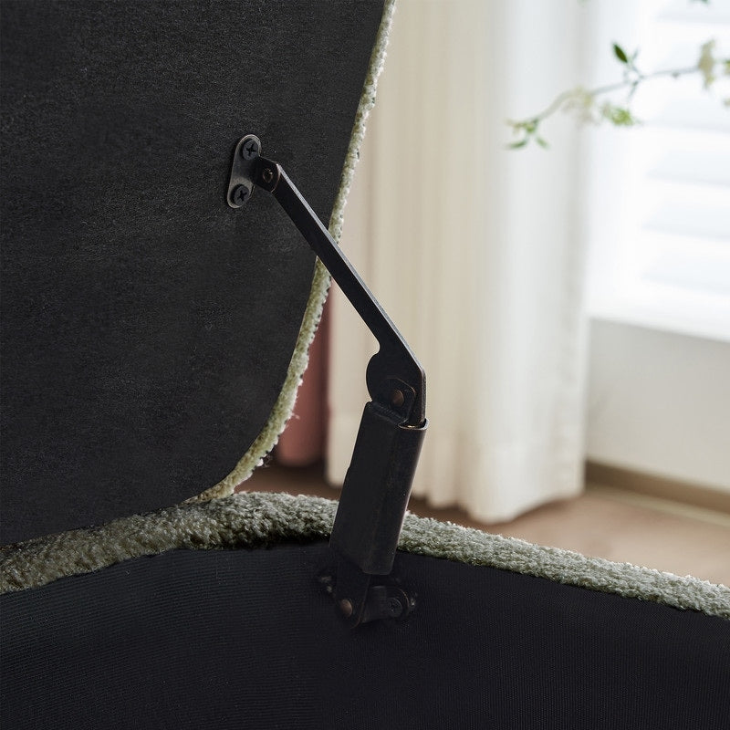 Banc ottoman de rangement en sherpa blanc cassé, repose-pieds, pour salon, chambre à coucher, pieds en bois