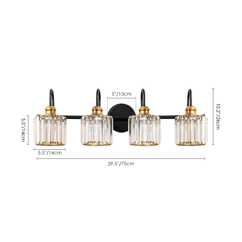 Applique murale moderne en cristal pour salle de bain, éclairage de vanité, chrome/noir/doré