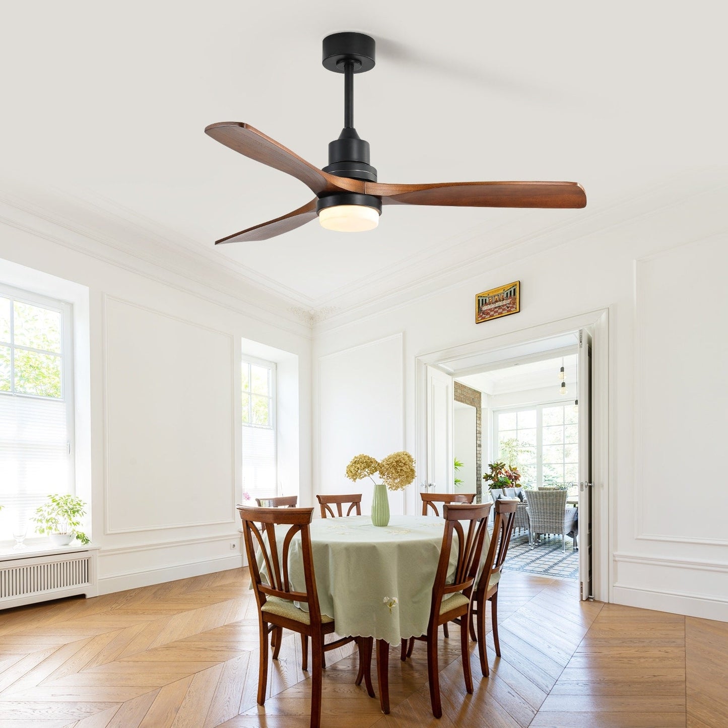 Ventilateur de plafond d'intérieur en bois Sofucor 52 avec télécommande et éclairage intégré en option