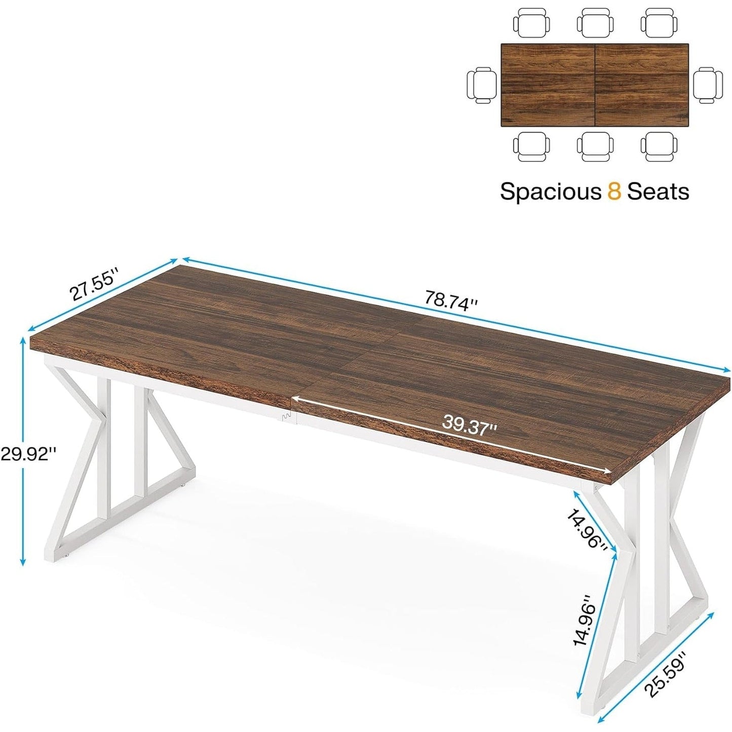 Bureau exécutif de 70,8 pouces, grand poste de travail informatique