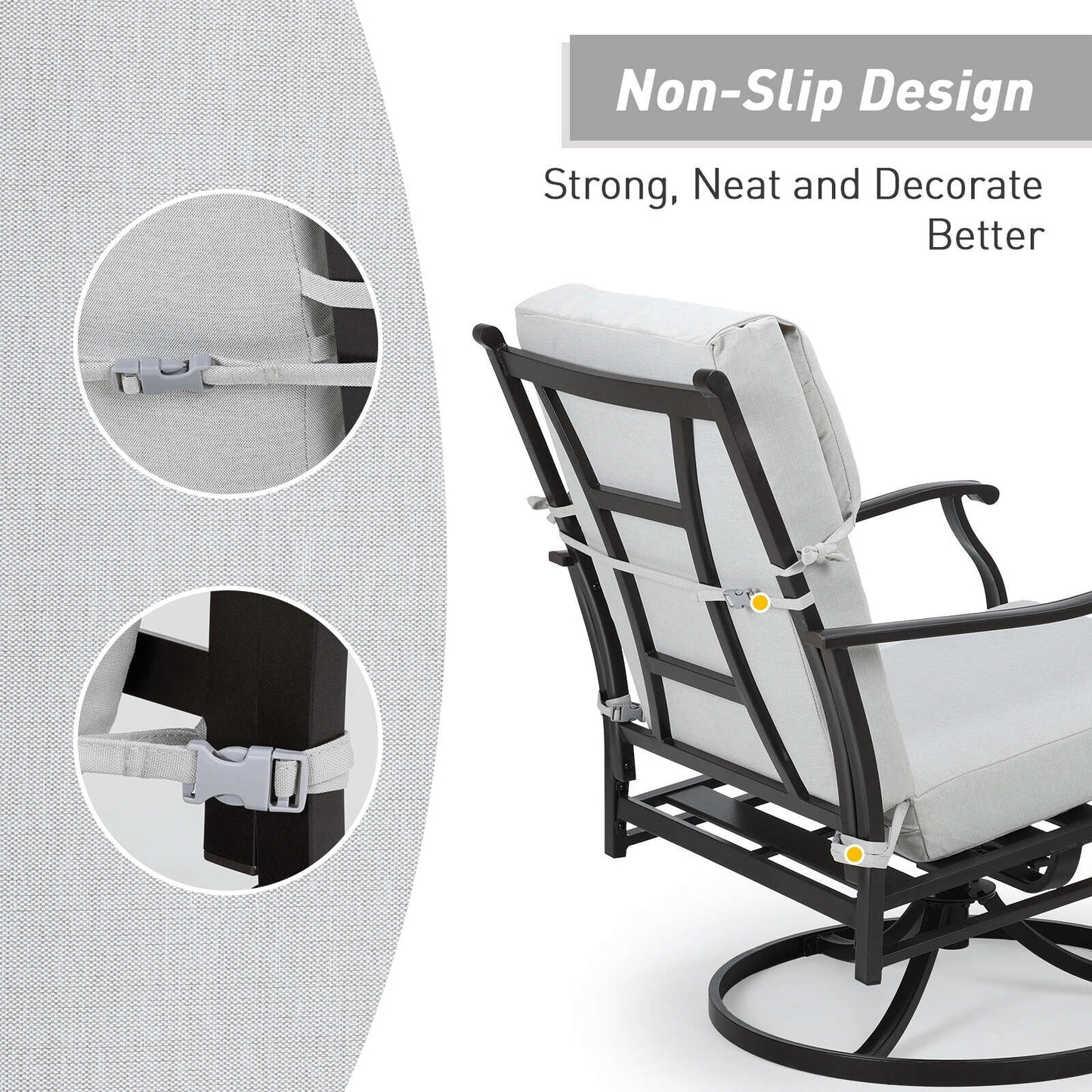 Lot de 4 coussins de chaise à dossier haut Aoodor Patio, 46 x 21 x 4 pouces (coussins uniquement)