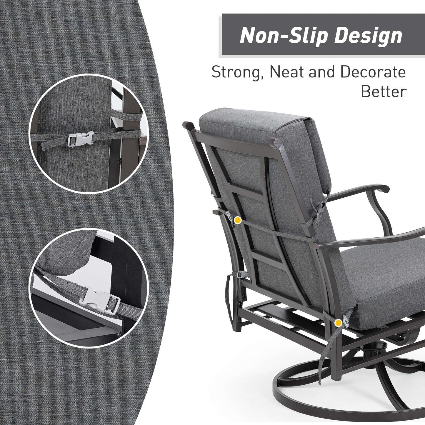 Lot de 4 coussins de chaise à dossier haut Aoodor Patio, 46 x 21 x 4 pouces (coussins uniquement)