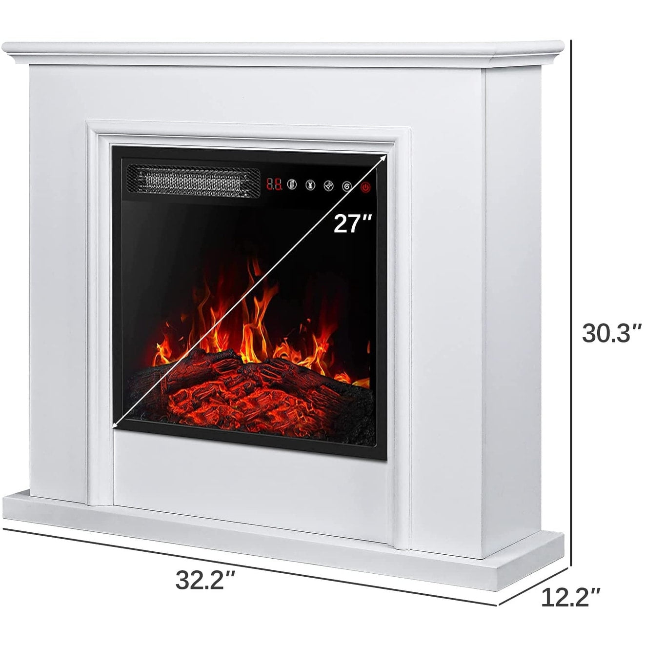 Cheminée électrique Bossin 43 avec manteau, insert de cheminée électrique de 23 pouces, meuble TV autonome avec foyer en bois