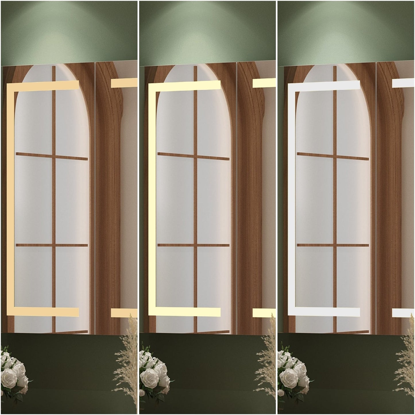 Armoire à pharmacie de salle de bain avec miroir LED antibuée 6 000 K, armoire murale blanche