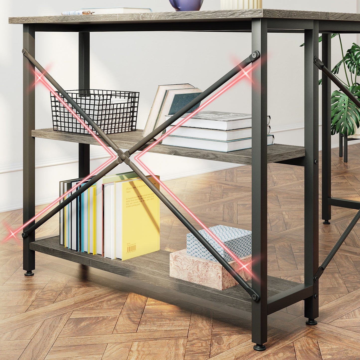 Petit bureau en L avec étagères de rangement Bureau d'ordinateur d'angle