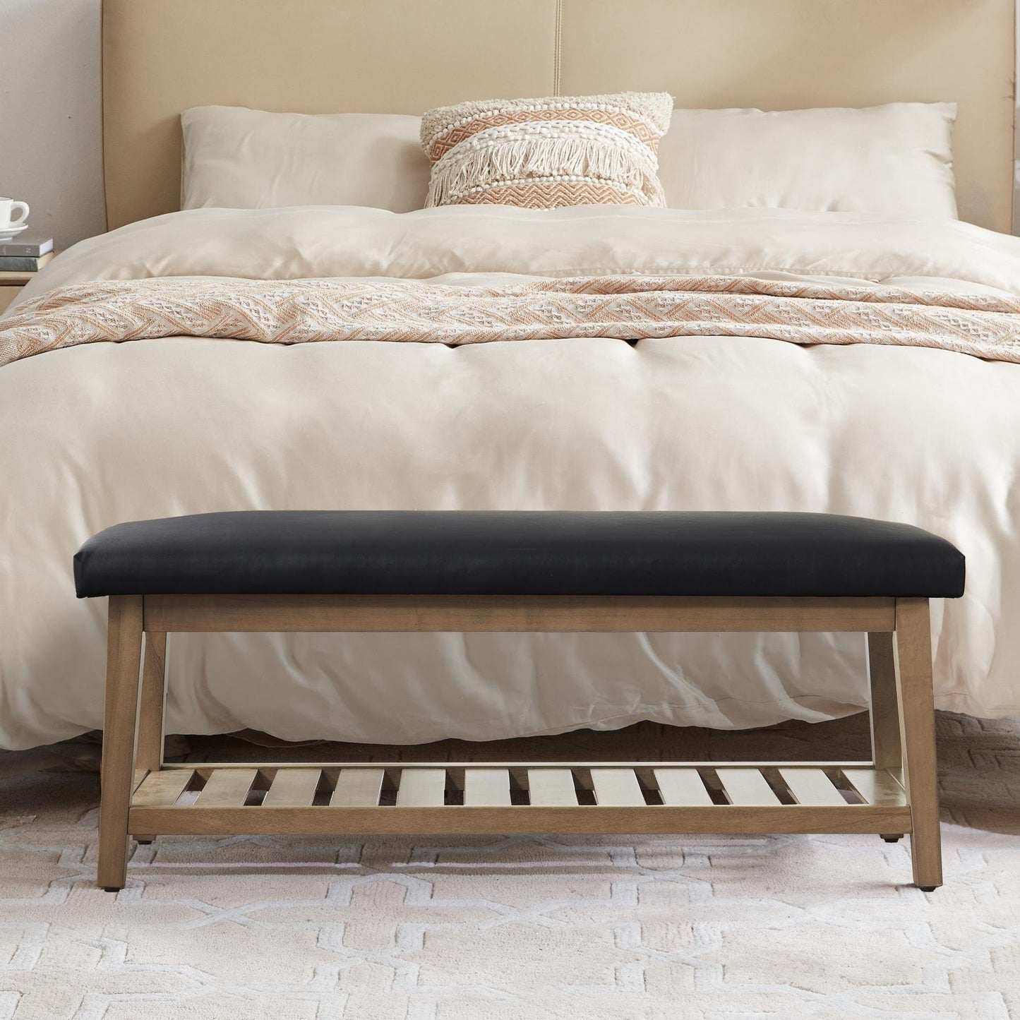 Banc à chaussures d'entrée Banc de rangement Banc rembourré