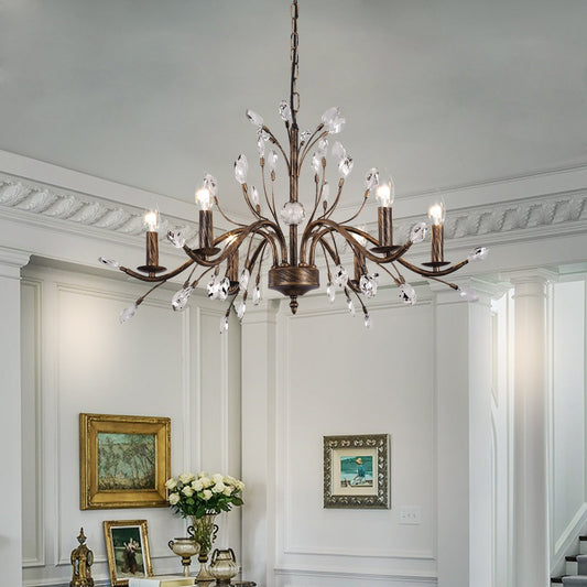 Lustre en cristal style bougie style rétro avec branches d'arbres