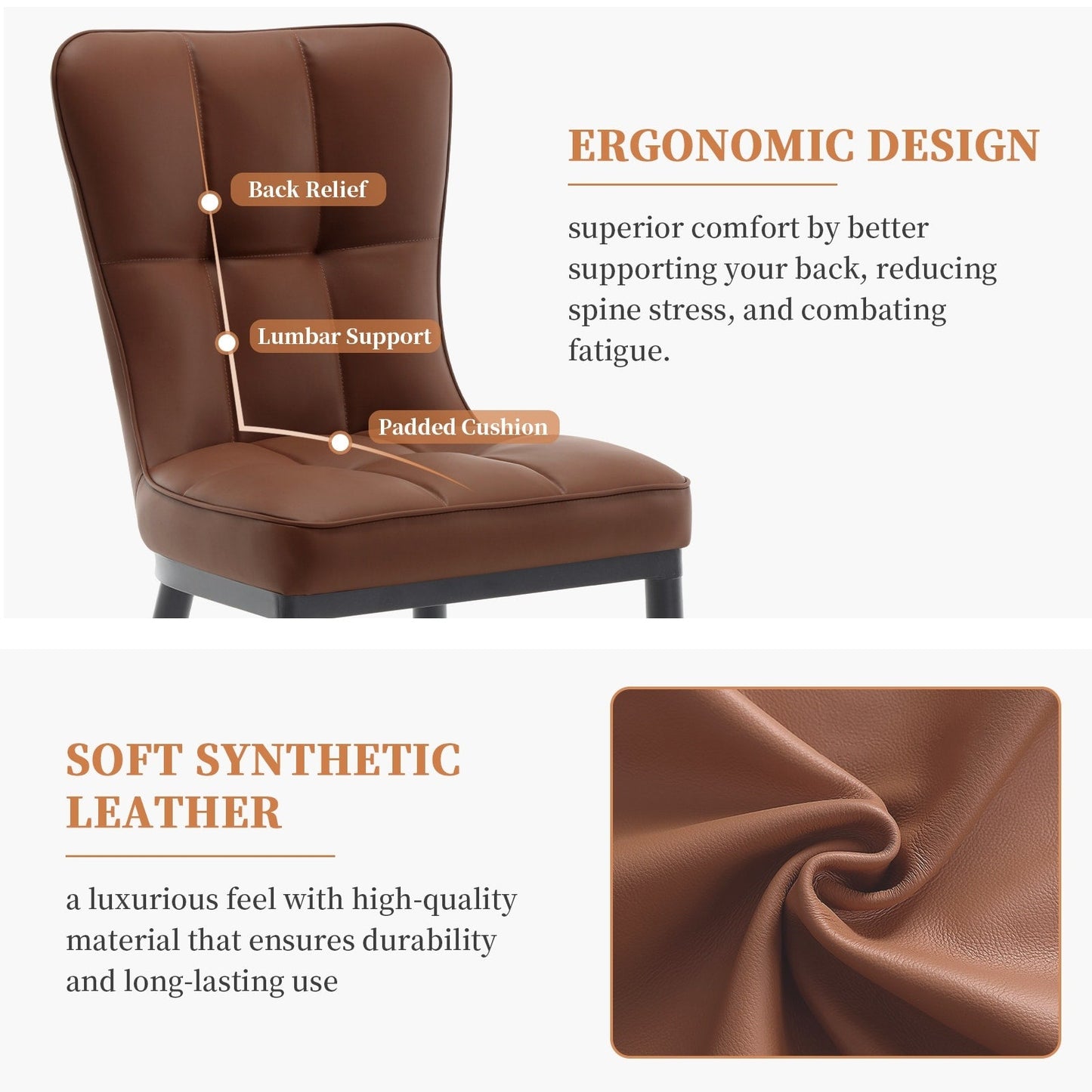 Lot de 2/4 chaises de salle à manger rembourrées en similicuir