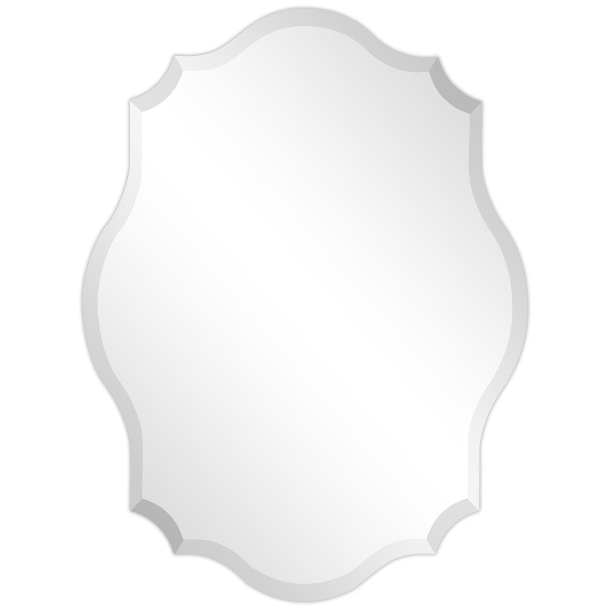 Miroir mural festonné élégant, oblong et biseauté, sans cadre