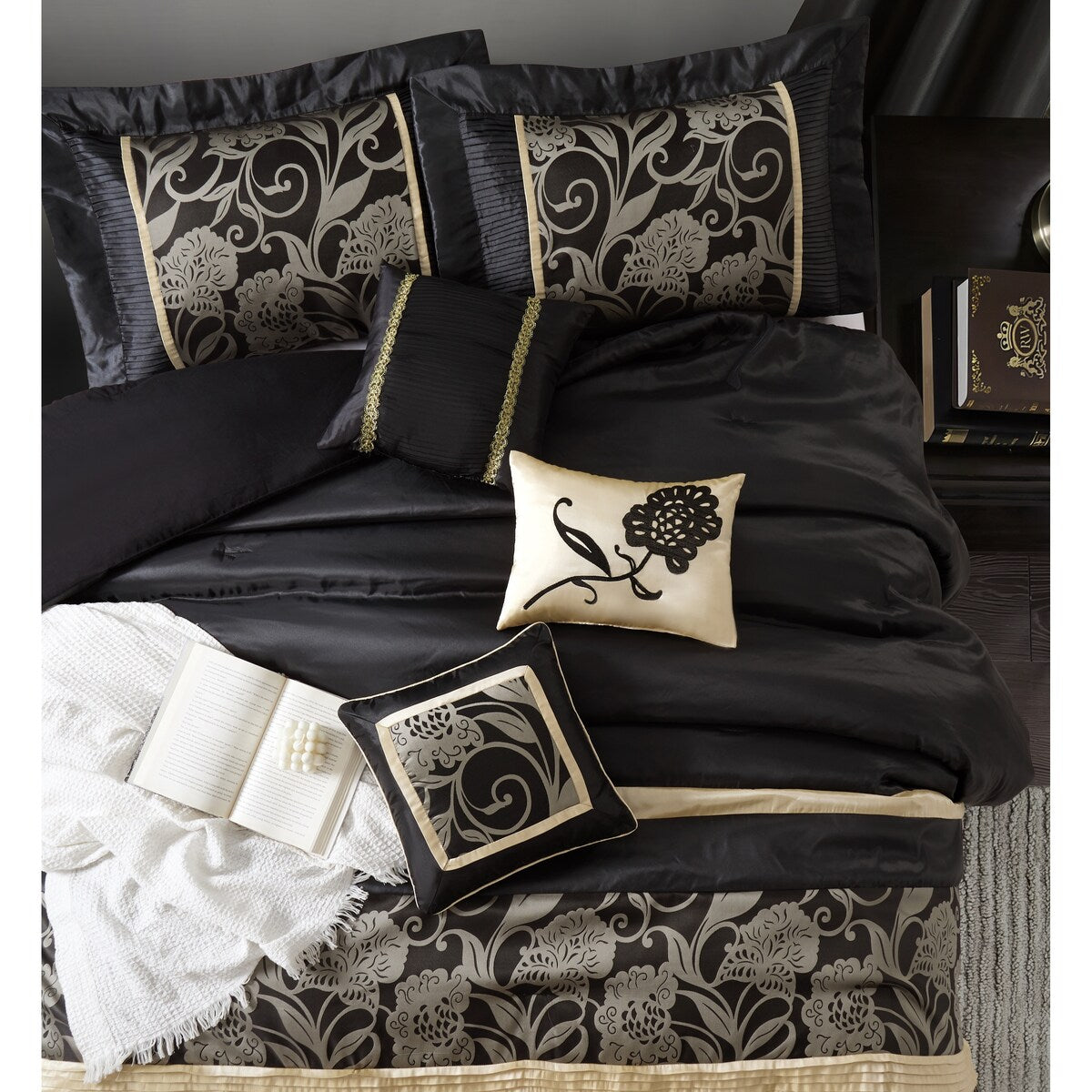 Ensemble de couette 9 pièces Nanshing Brie en jacquard floral