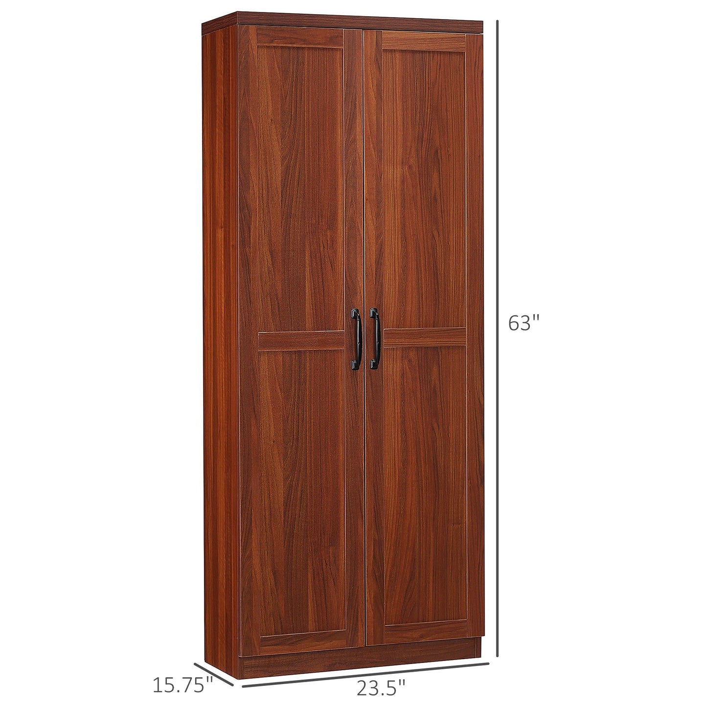 HOMCOM 63 Garde-manger de cuisine 2 portes, meuble de rangement indépendant avec étagères à 5 niveaux et 2 étagères réglables pour salle à manger
