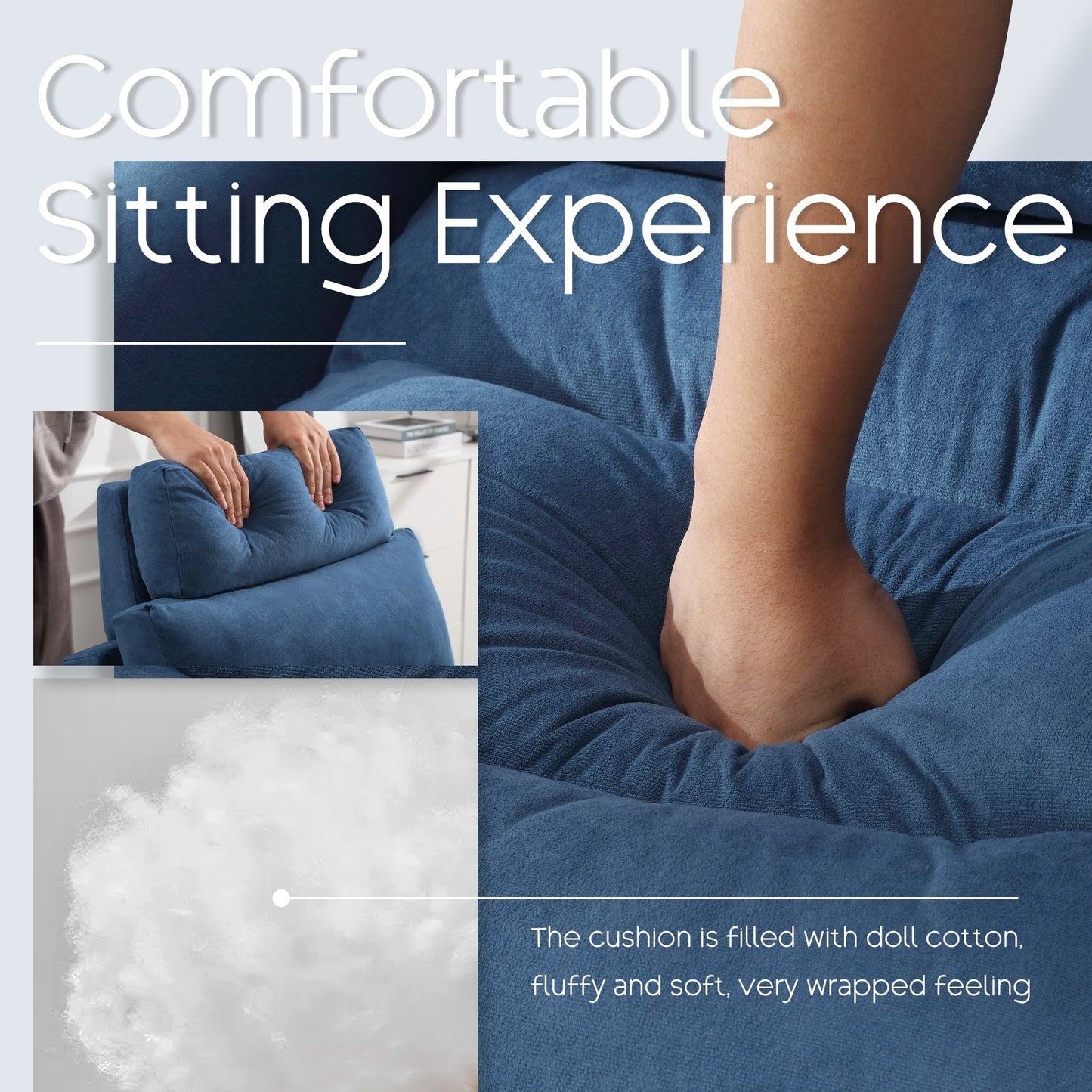 Fauteuil d'appoint HOMYKA avec dossier réglable et pouf de rangement