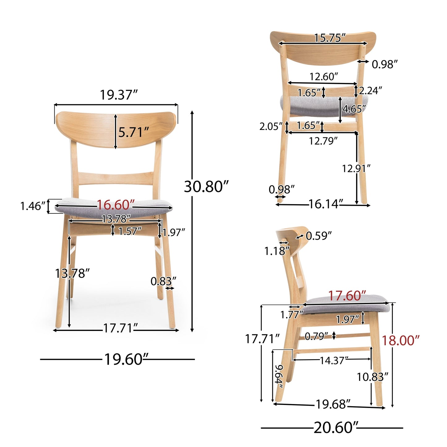 Chaises de salle à manger modernes Idalia du milieu du siècle (lot de 4) par Christopher Knight Home
