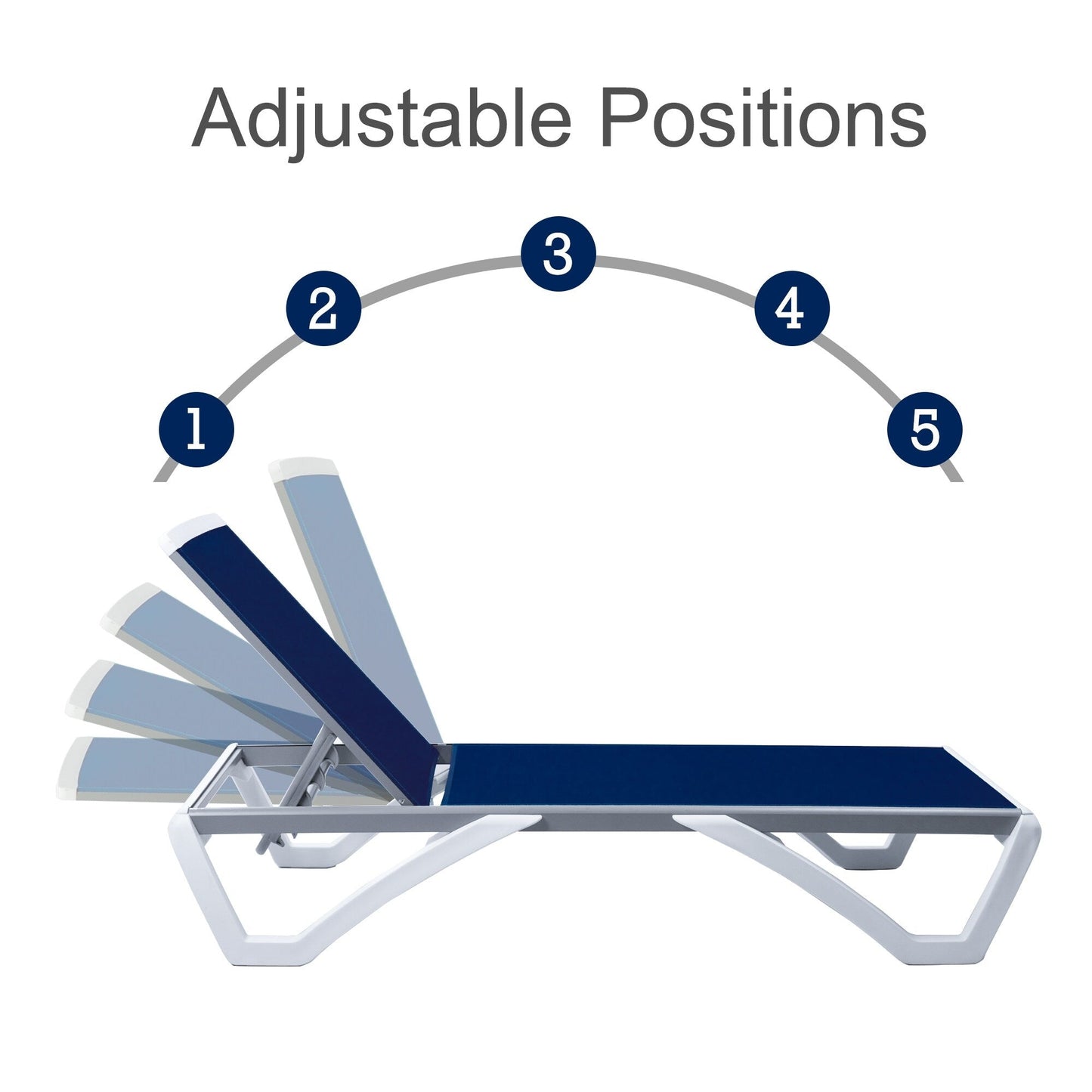 Chaise longue inclinable et réglable Kozyard Alan, pieds entièrement plats en aluminium et résine polypropylène