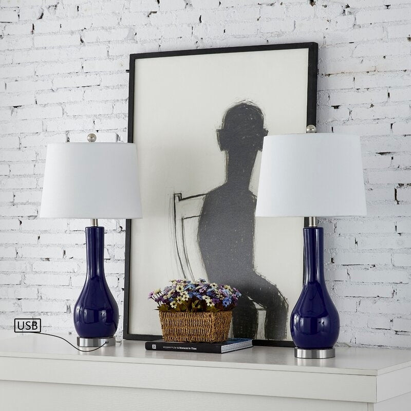 Ensemble de lampes de table en céramique 28,5 avec USB (lot de 2)