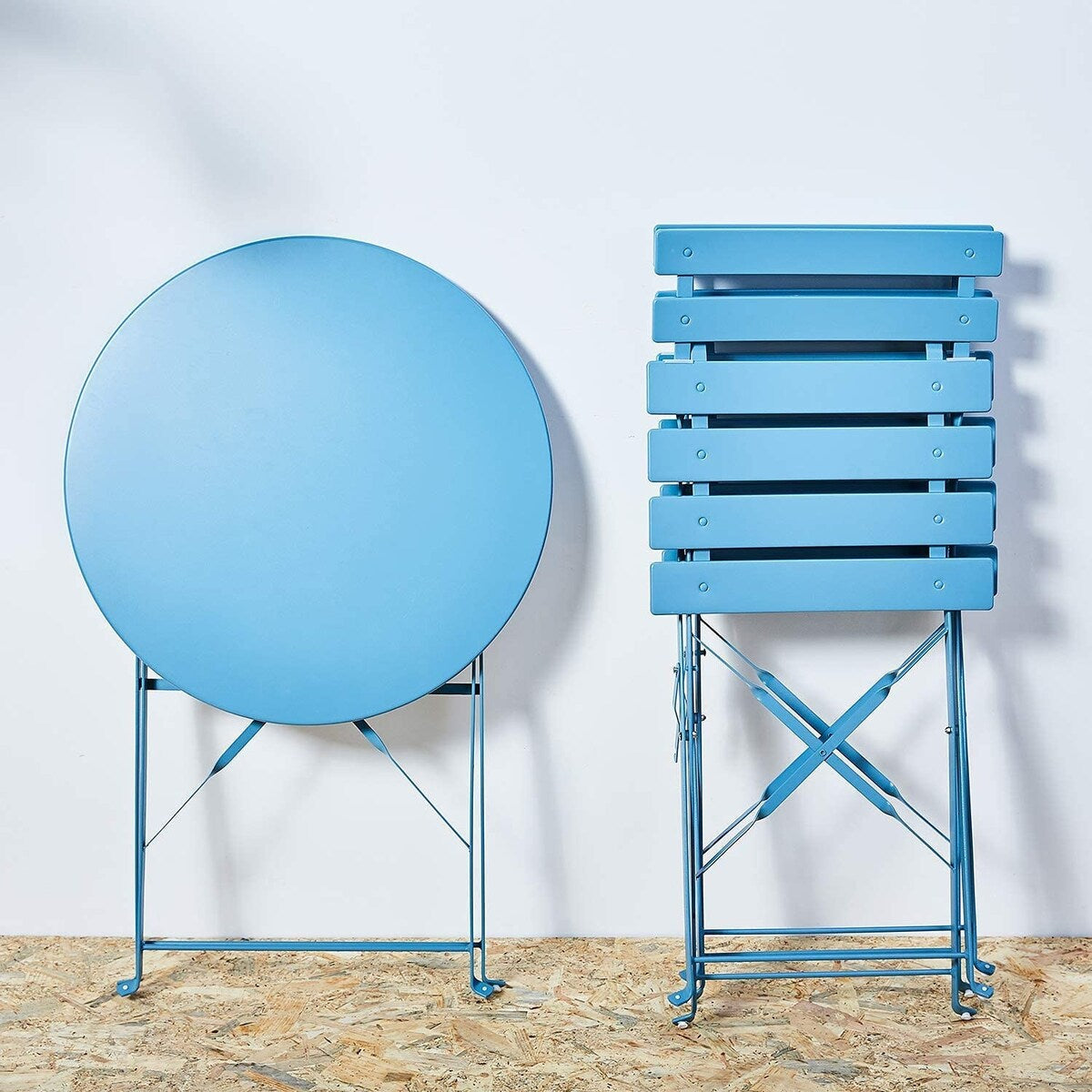 Ensemble bistrot pliant en métal 3 pièces, résistant aux intempéries, pour l'extérieur et l'intérieur, idéal pour la terrasse, la cour et le jardin.