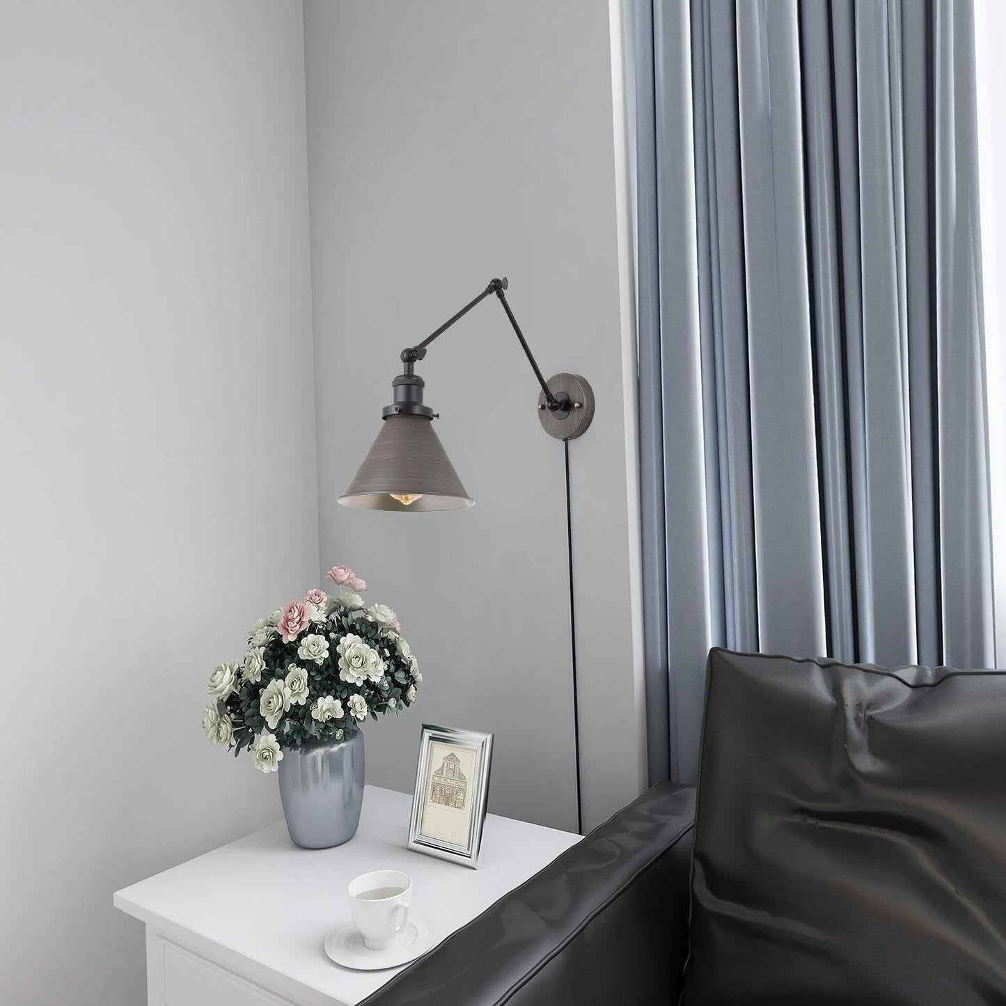 Lot de 2 appliques murales modernes à bras pivotant réglables et câblées