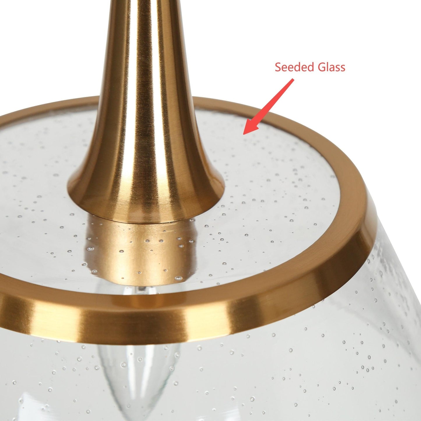 Lustre moderne Mola en verre grainé doré à 3 lumières, luminaire suspendu linéaire pour salle à manger