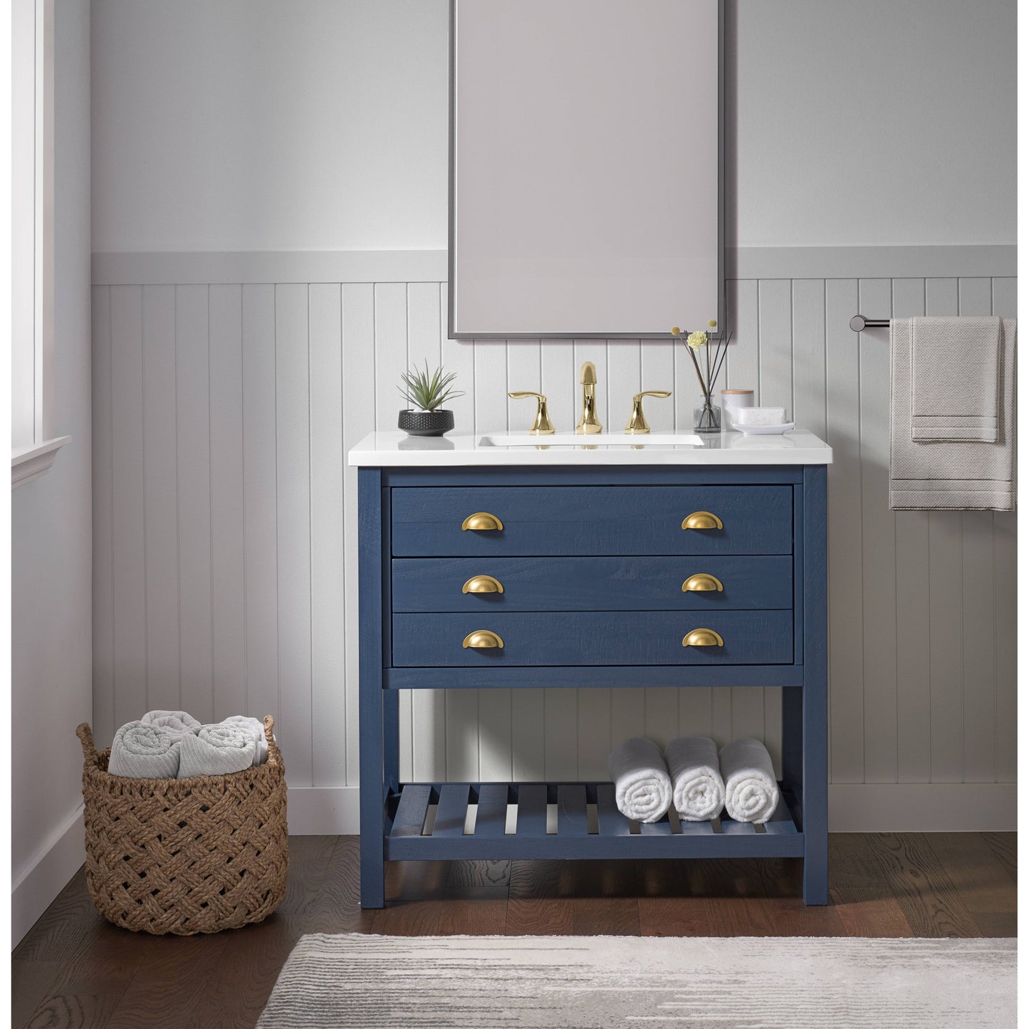 Meuble-lavabo simple de style ferme Monterey 37 avec dessus