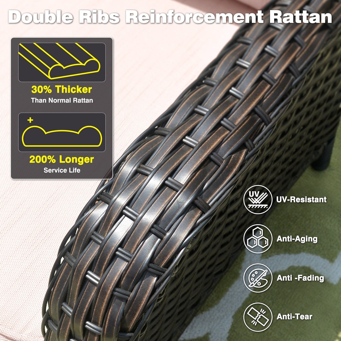 Ensemble de conversation 5 pièces en osier pour patio à dossier haut OVIOS