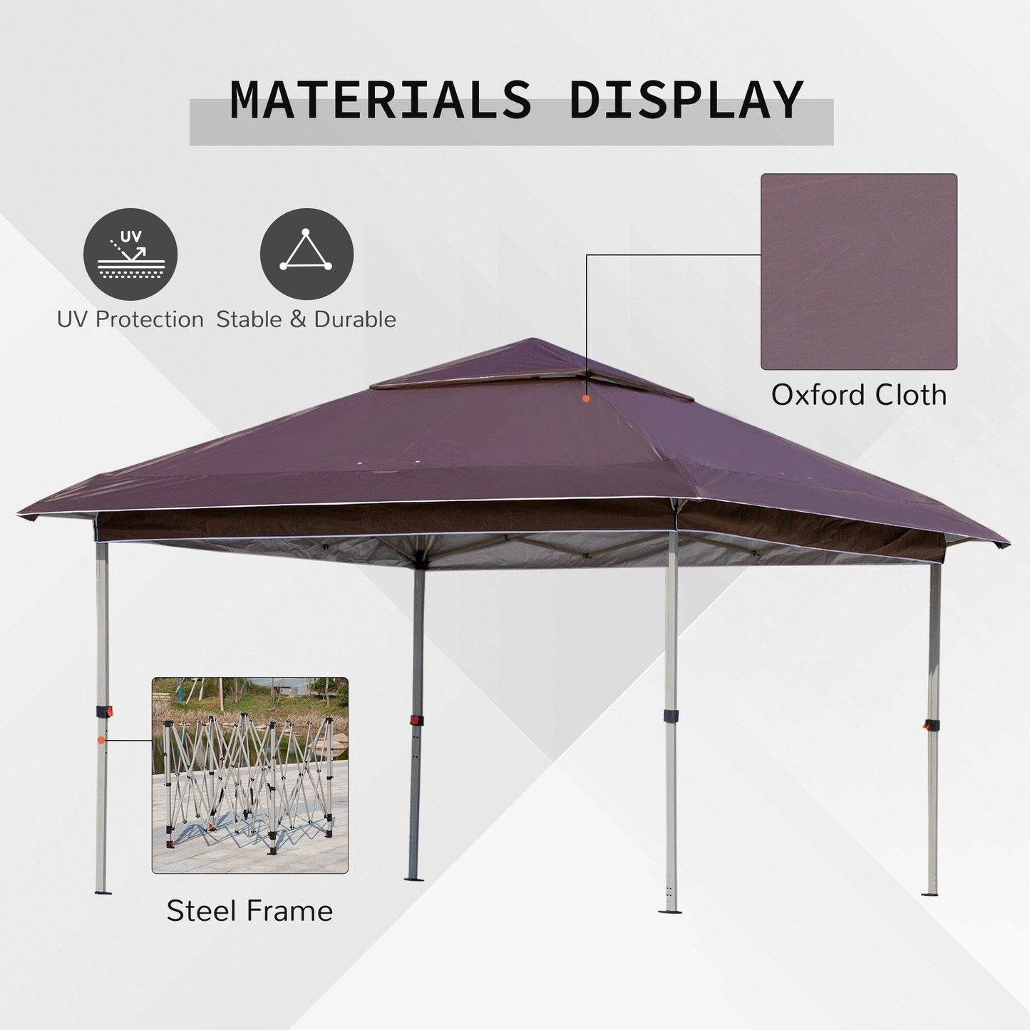 Outsunny 12' x 12' Pop Up Canopy Sun Shade Tente instantanée pliable avec filet latéral en maille, hauteur réglable sur 3 niveaux