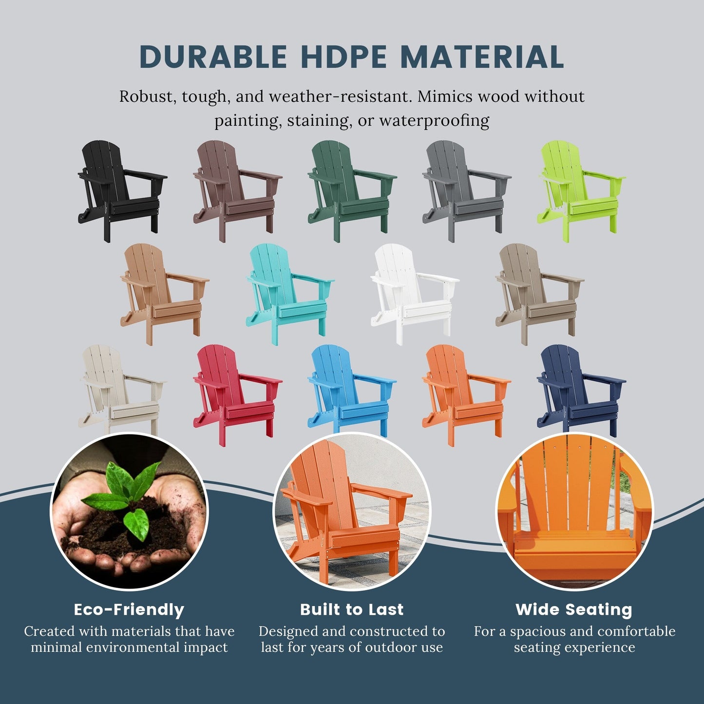 Chaises pliantes Adirondack Polytrends Laguna résistantes aux intempéries (lot de 4)