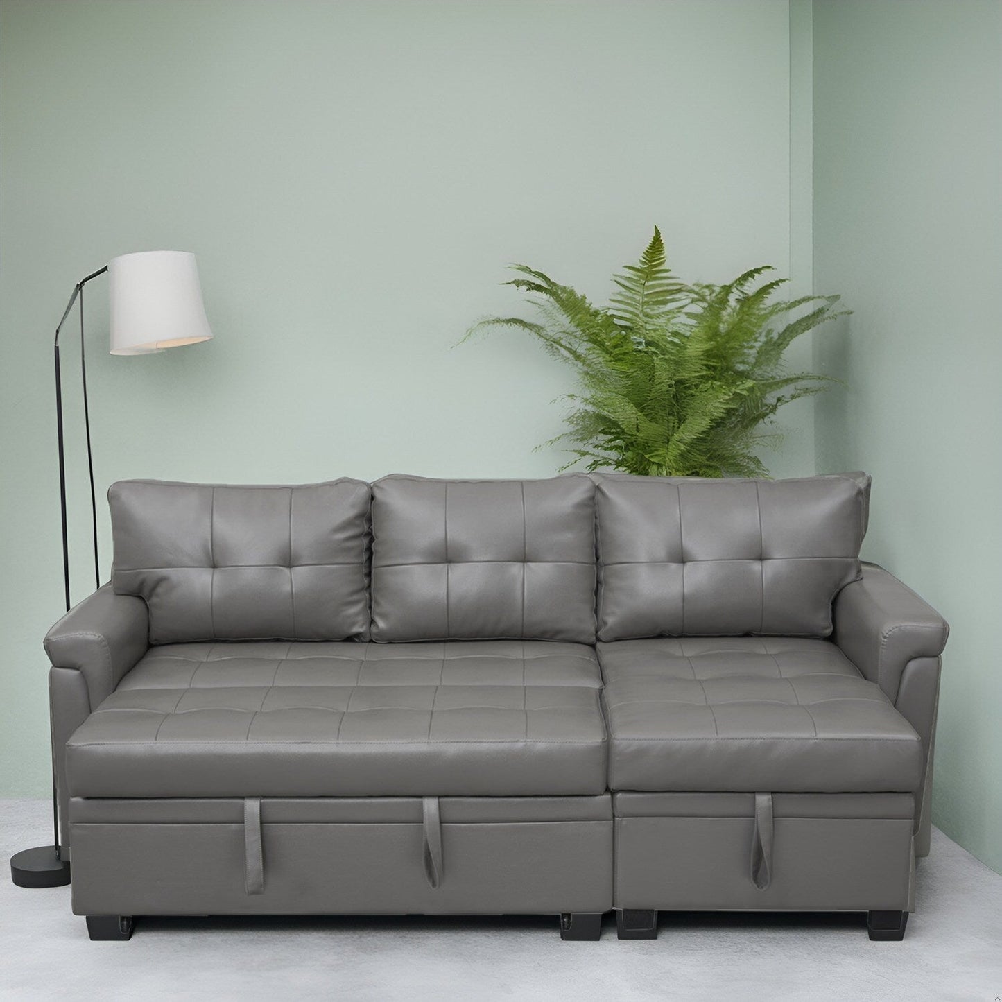 Canapé sectionnel réversible avec lit gigogne, méridienne avec rangement dissimulé, pieds durables,