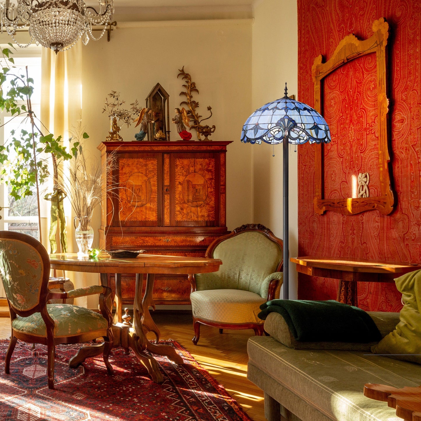 Lampadaire à 3 lumières en verre teinté et résine River of Goods Allistar, 64 pouces de hauteur, éclairage vers le bas - 20 L x 20 l x 64 H