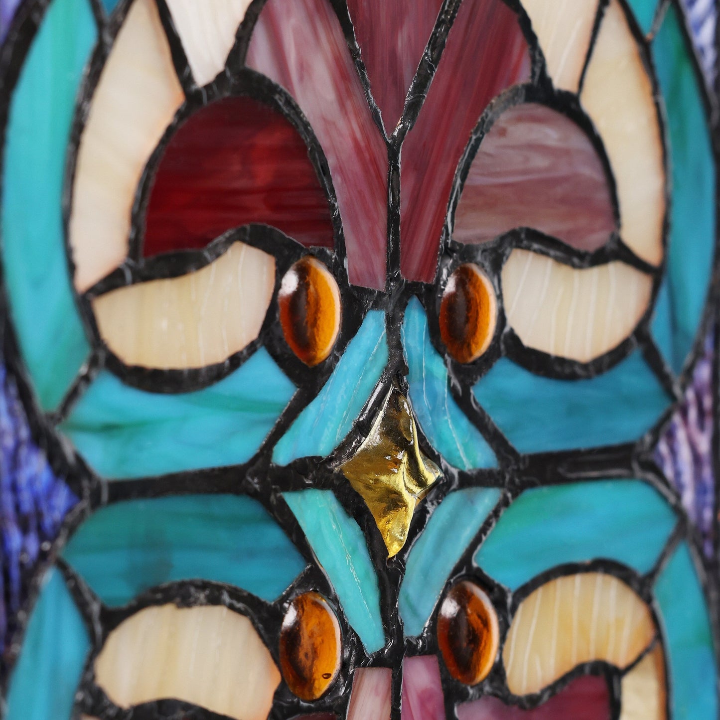 Panneau de fenêtre en vitrail victorien Fleur de lys River of Goods - 9,5 L x 0,25 l x 36 H