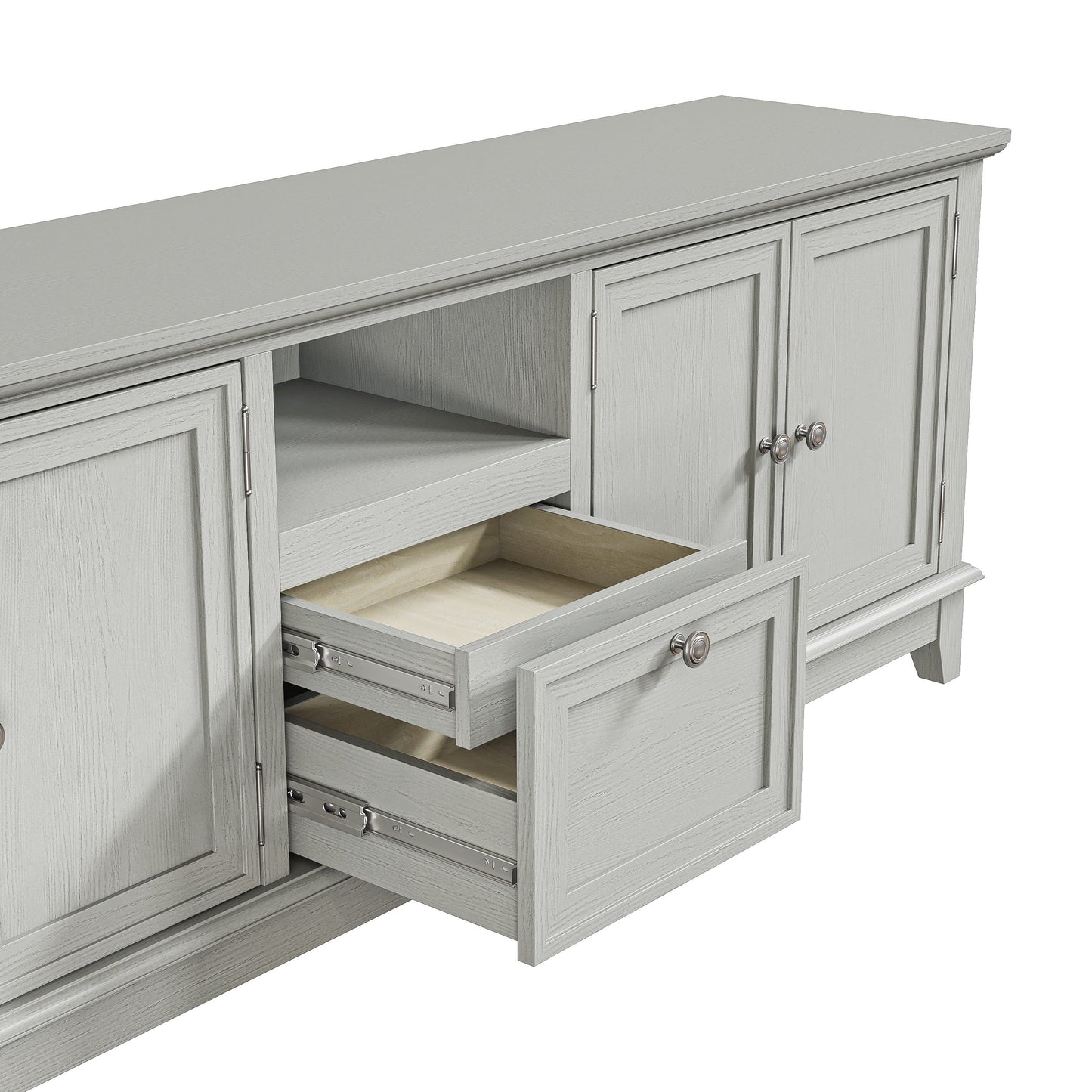 Meuble TV rustique de 72 pouces avec étagères réglables et rangement dissimulé - 72 pouces de largeur