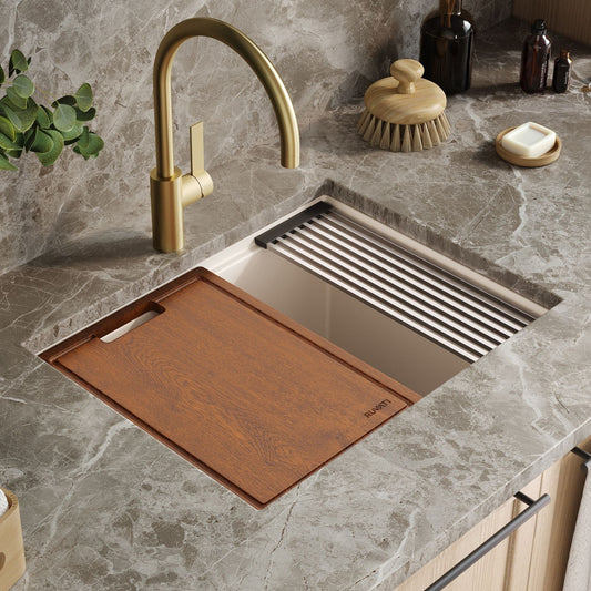 Évier de buanderie sous plan Ruvati epiRock Workstation 25 pouces, blanc chaud - RVG2321WB