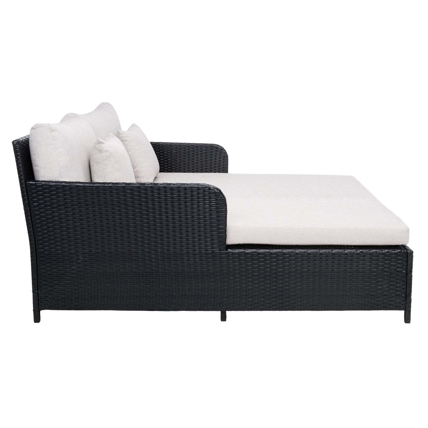 Lit de repos d'extérieur SAFAVIEH Taniyah en osier avec oreiller et coussins - 53 L x 28 P x 62 H