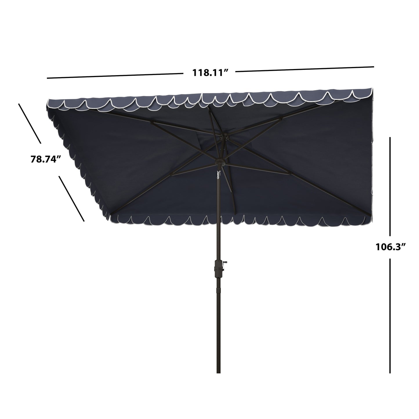 Parasol d'extérieur rectangulaire SAFAVIEH Zariah 6'x10' avec cantonnière