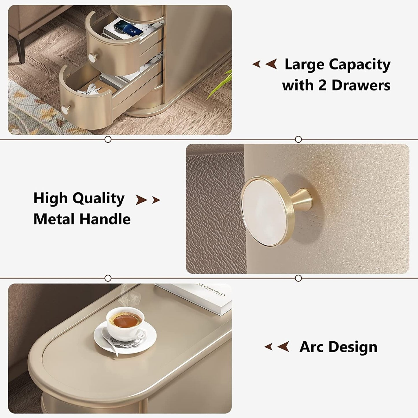 Table d'appoint étroite à deux tiroirs en bois massif