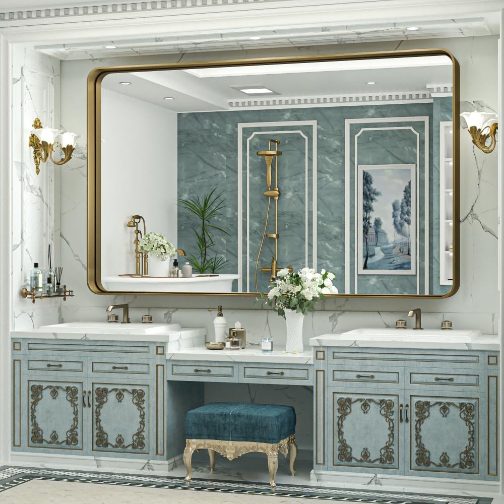 Miroir mural de salle de bain moderne à cadre en métal TokeShimi