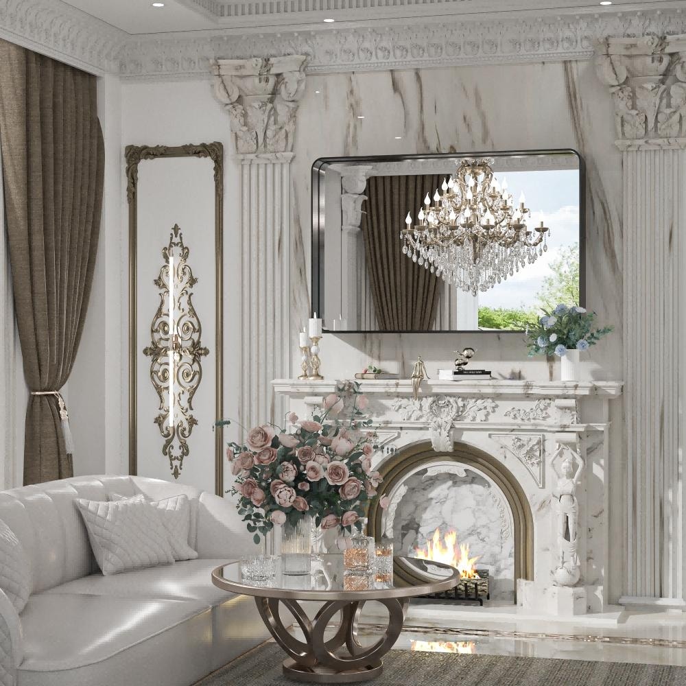 Miroir mural de salle de bain moderne à cadre en métal TokeShimi