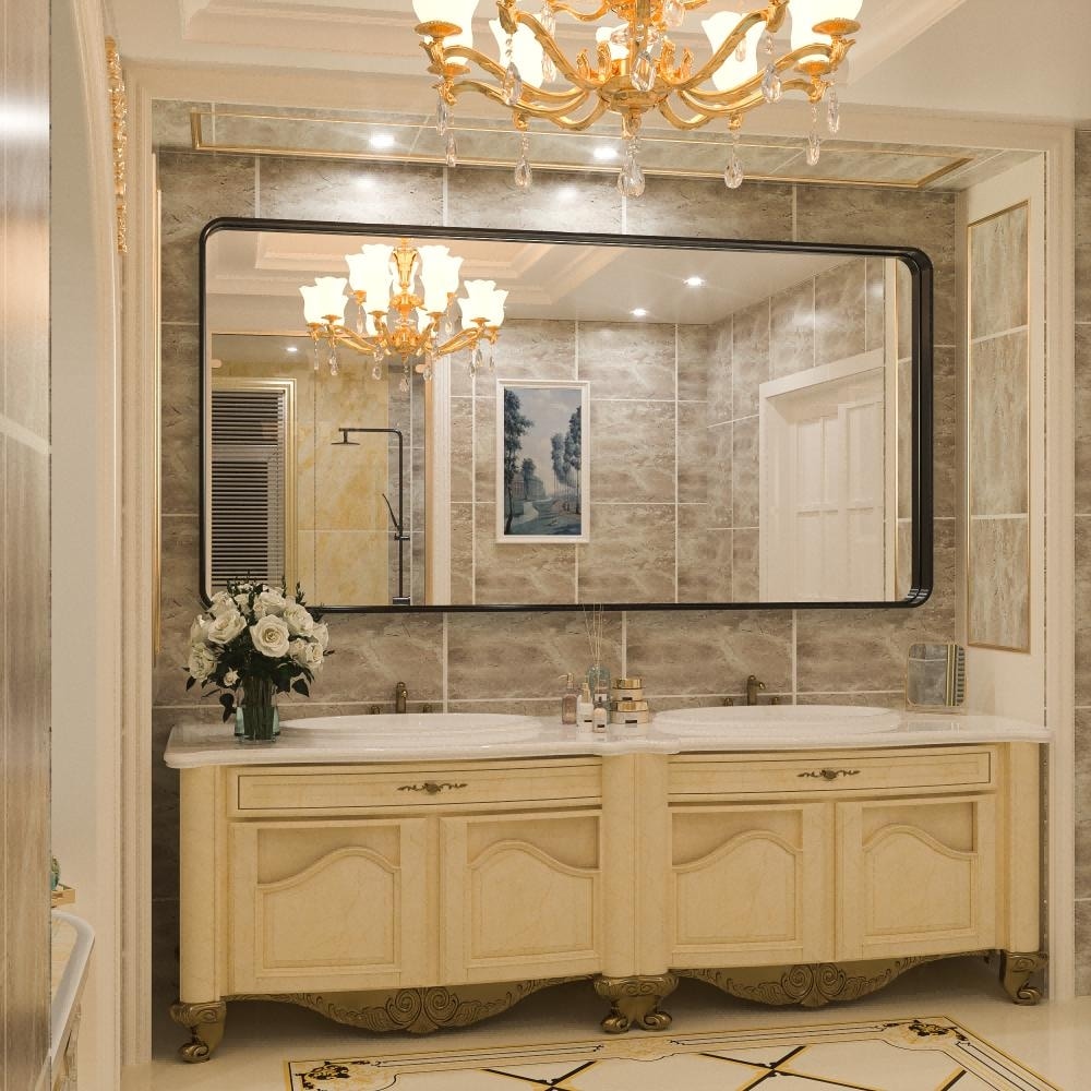 Miroir mural de salle de bain moderne à cadre en métal TokeShimi