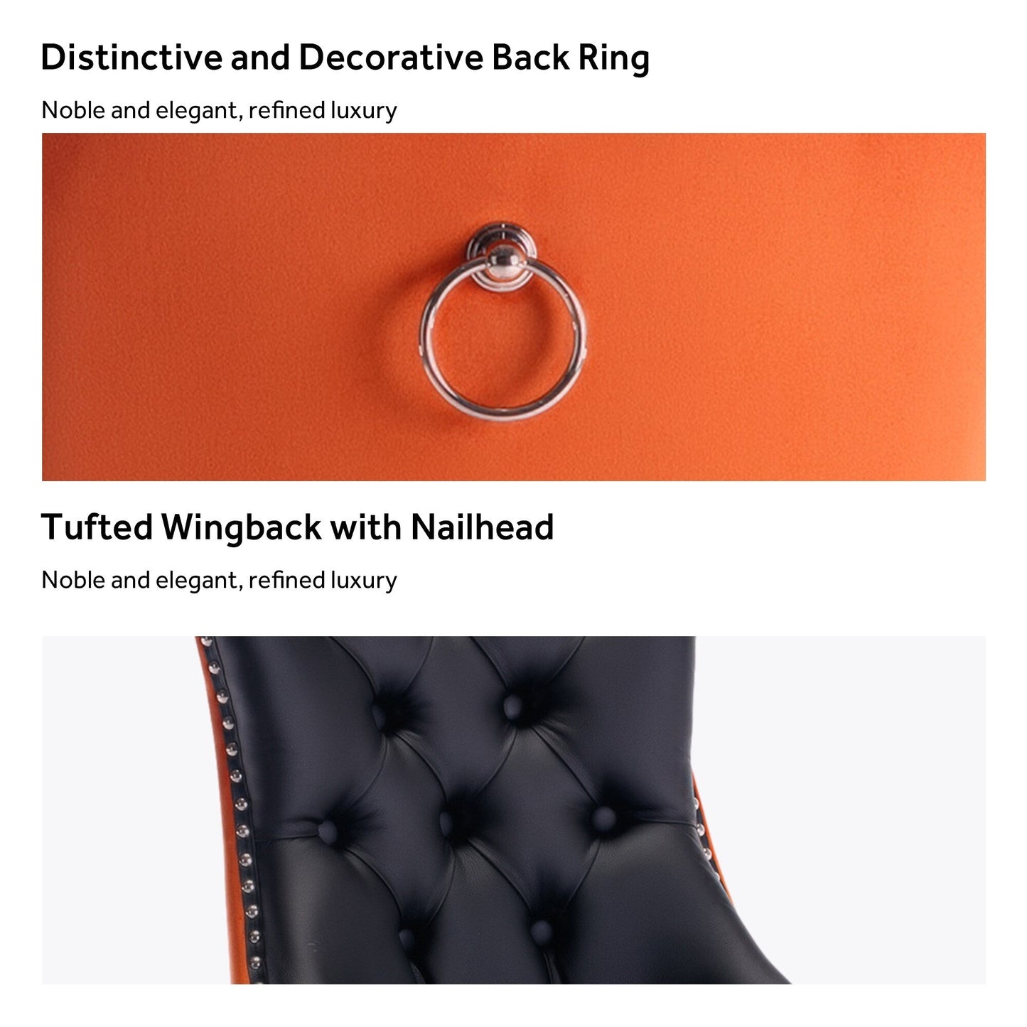 Chaise de salle à manger capitonnée en velours avec pieds en bois massif, lot de 6