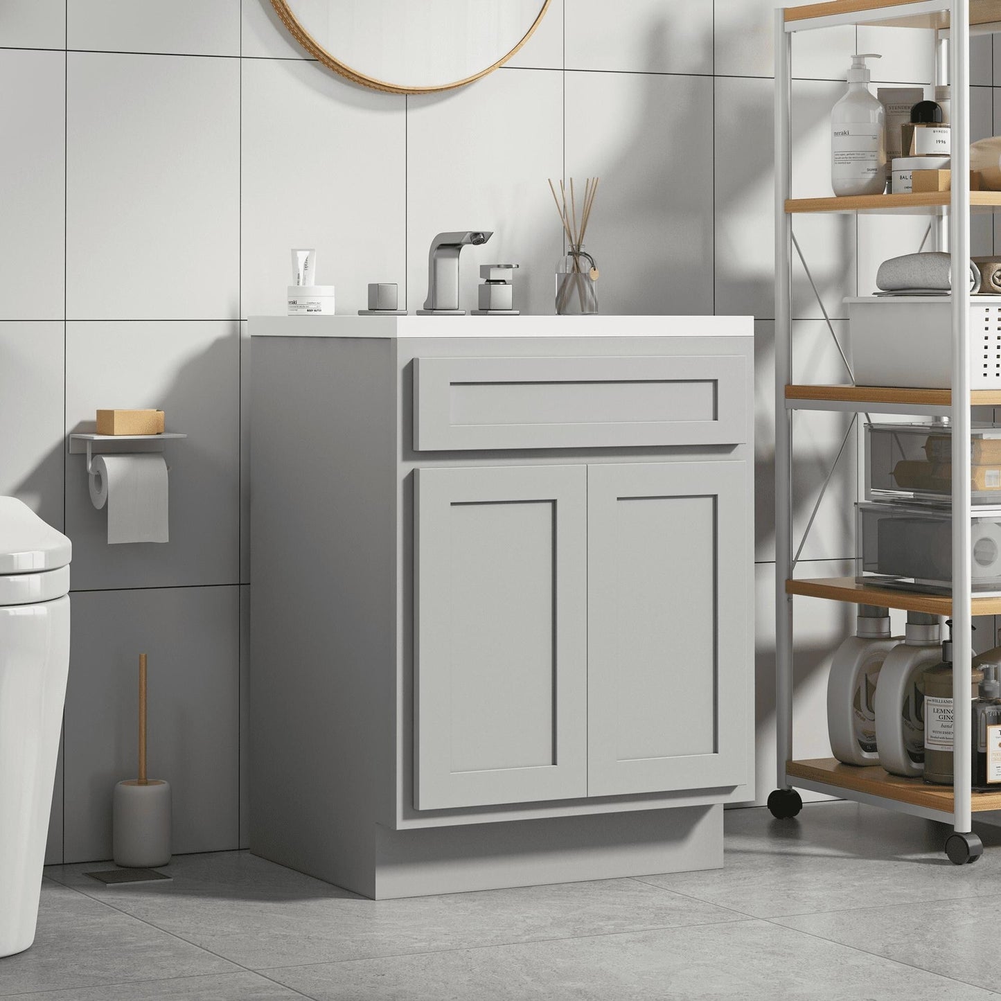 Meuble-lavabo simple en bois massif de 24 pouces de Vanity Art