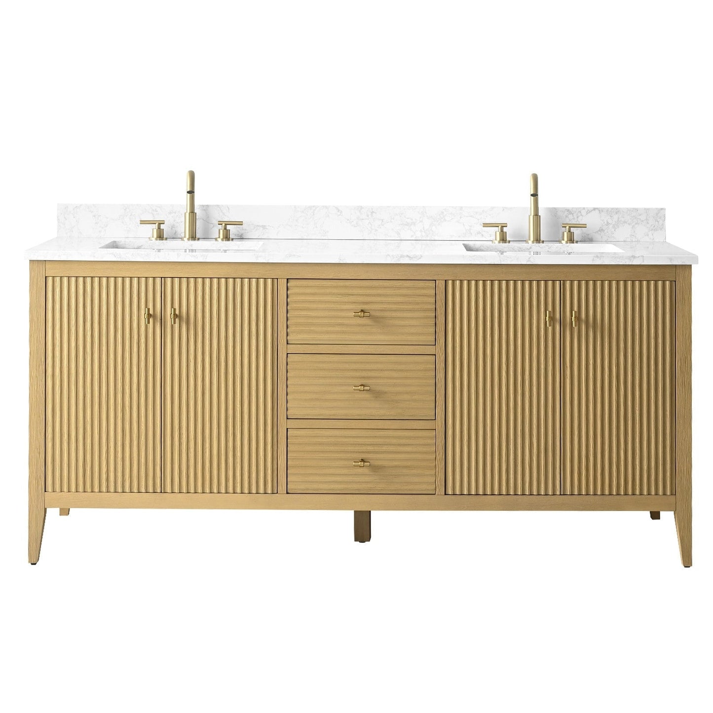 Meuble-lavabo double vasque Vanity Art 72 avec plateau en marbre reconstitué