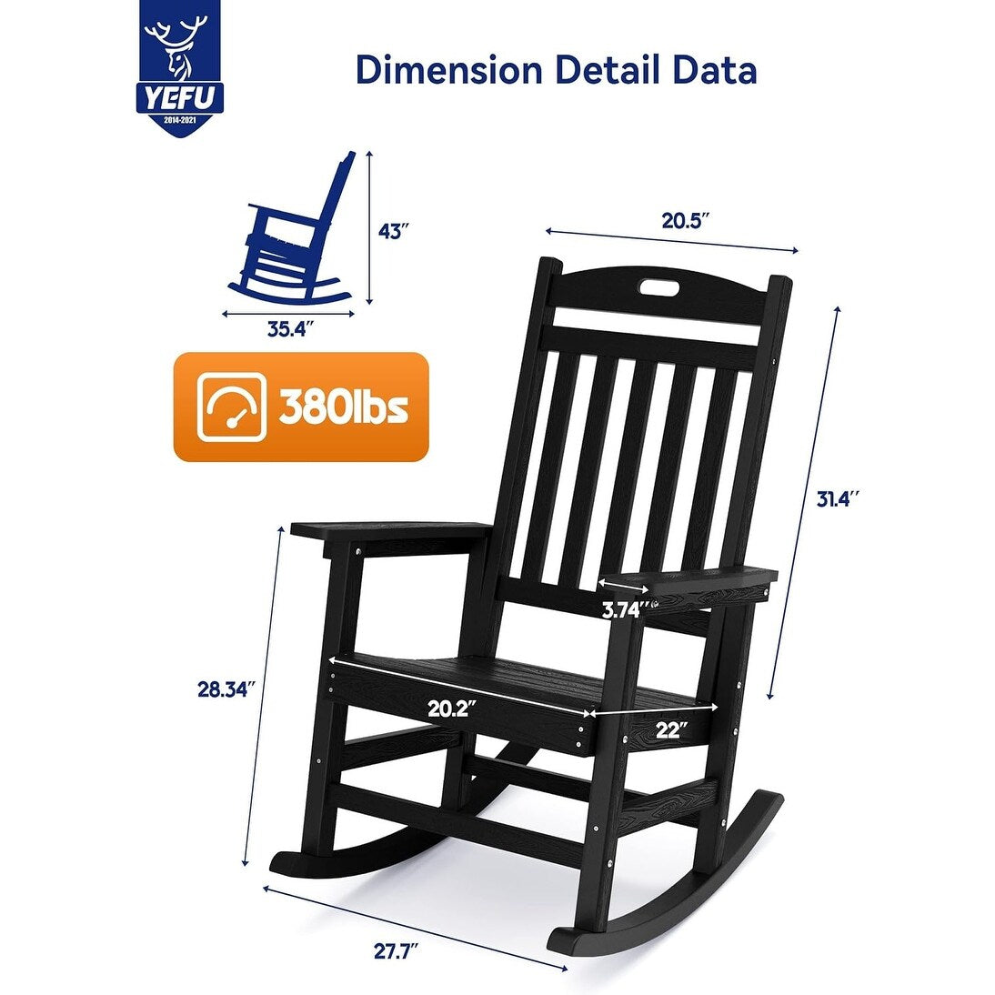 Chaise à bascule d'extérieur toutes saisons WINSOON, lot de 2