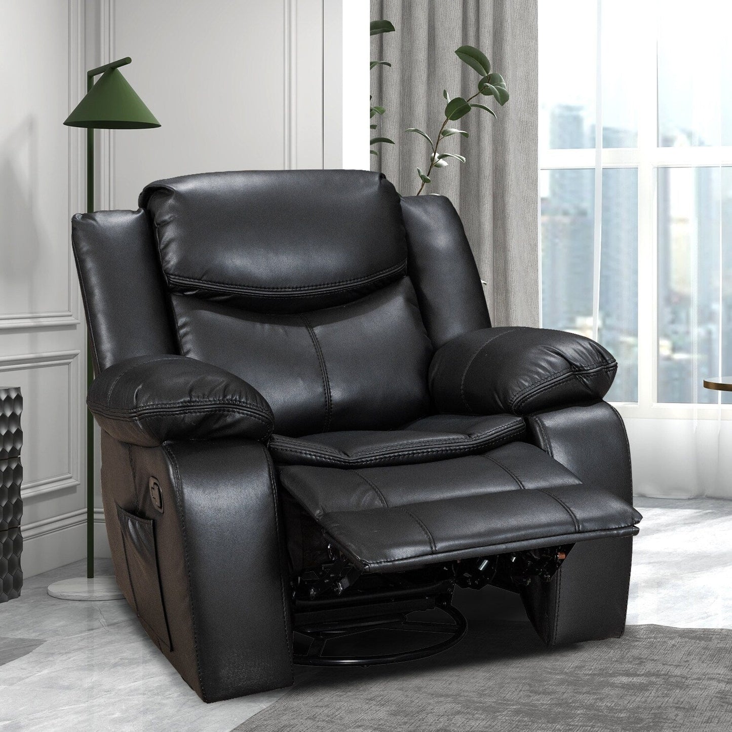 Fauteuil inclinable chauffant et massant en cuir durable à siège large