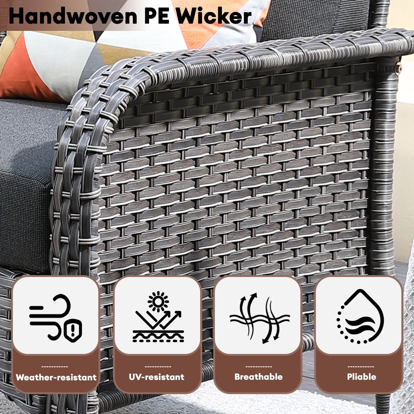 Ensemble de conversation de 4 pièces pour patio extérieur XIZZI avec table