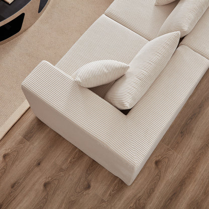 Canapé modulaire en L de 104 pouces en velours côtelé, ensemble de canapés de sol, canapé compressé rempli de mousse, combinaison gratuite de 4 pièces