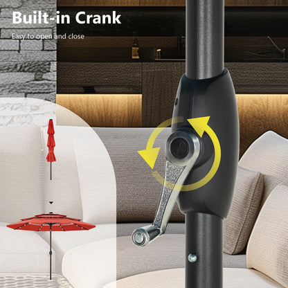 Parasol de terrasse inclinable à 3 niveaux de 10 pieds de MAISON ARTS, parasol d'extérieur à double ventilation avec lumières LED