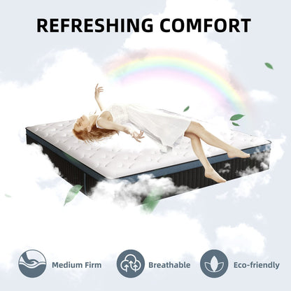 Matelas hybride en mousse gel de 14 pouces dans une boîte pour un soulagement de la pression