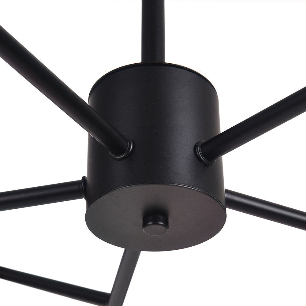 Lustre linéaire moderne à 15 lumières pour îlot de cuisine Sputnik avec branches et globes en verre